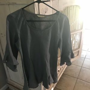 Chalet top ruffle sleeve 100% linen